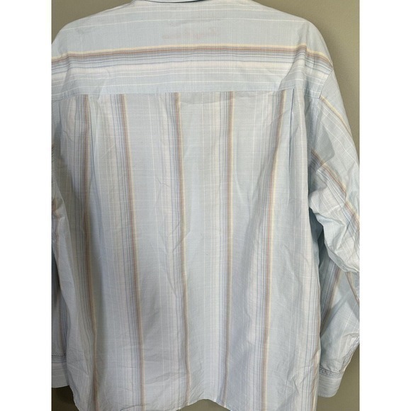 Tommy Bahama blue Stripe Button Collar Cotton Dress Shirt size large ***FLAW*** - Picture 11 of 14